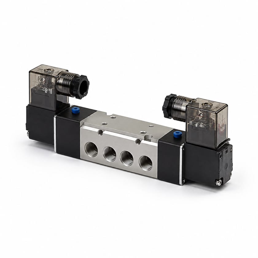 Distributeur 5 orifices, 2 positions, standard pour vérin double effet.